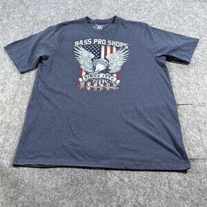 Bass Pro Shops Mens Blue An American Tradition Eagle Flag Patriotic T-shirt Sz L